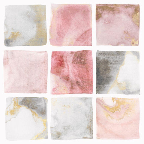 Blush Squares II  Black Ornate Wood Framed Art Print with Double Matting by Isabelle Z