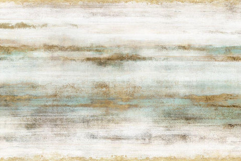 Golden Horizons White Modern Wood Framed Art Print with Double Matting by Isabelle Z