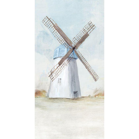 Blue Windmill I  White Modern Wood Framed Art Print by Isabelle Z