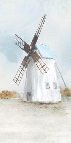 Blue Windmill II  Black Ornate Wood Framed Art Print with Double Matting by Isabelle Z