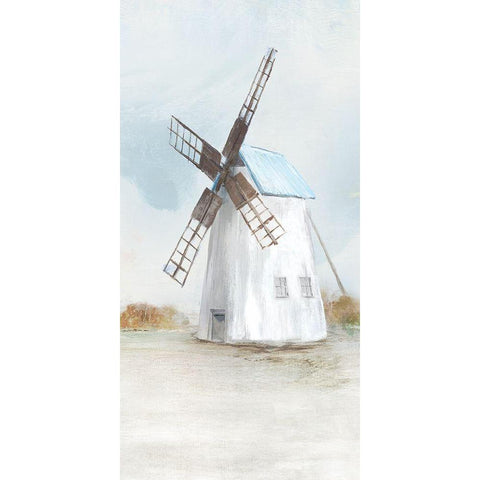 Blue Windmill II  Gold Ornate Wood Framed Art Print with Double Matting by Isabelle Z