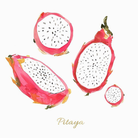 Pitaya  Black Modern Wood Framed Art Print by Isabelle Z