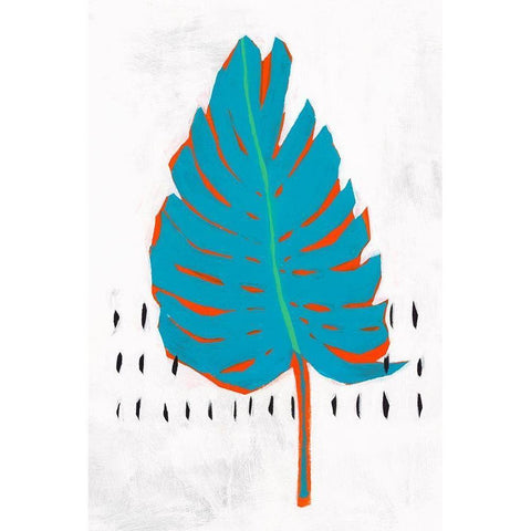 Blue Tropical Leaf I  Black Modern Wood Framed Art Print with Double Matting by Isabelle Z