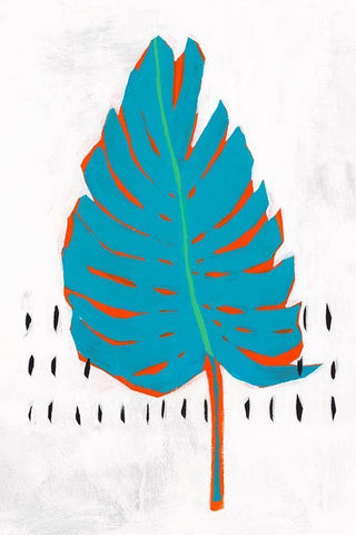 Blue Tropical Leaf I  Black Ornate Wood Framed Art Print with Double Matting by Isabelle Z