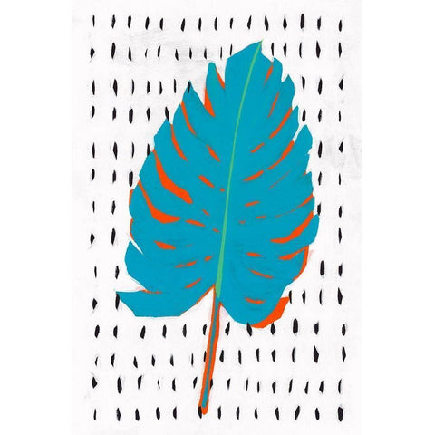 Blue Tropical Leaf II  Black Modern Wood Framed Art Print with Double Matting by Isabelle Z