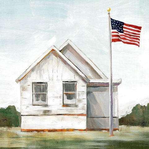 American Flag  Black Modern Wood Framed Art Print with Double Matting by Isabelle Z