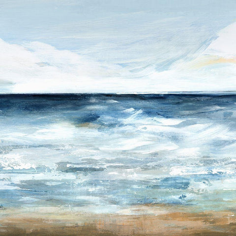 Blue Ocean I  Black Modern Wood Framed Art Print with Double Matting by Isabelle Z