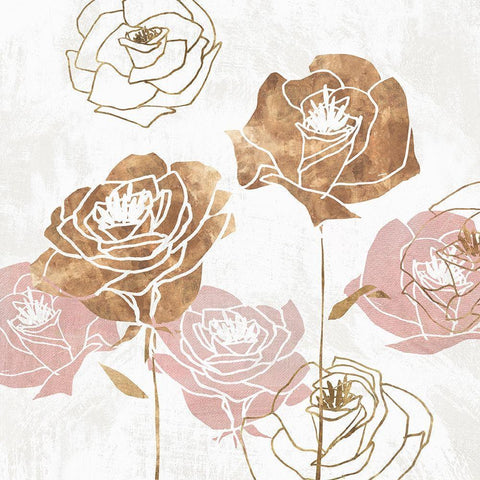 Rose Garden I Black Modern Wood Framed Art Print with Double Matting by Isabelle Z