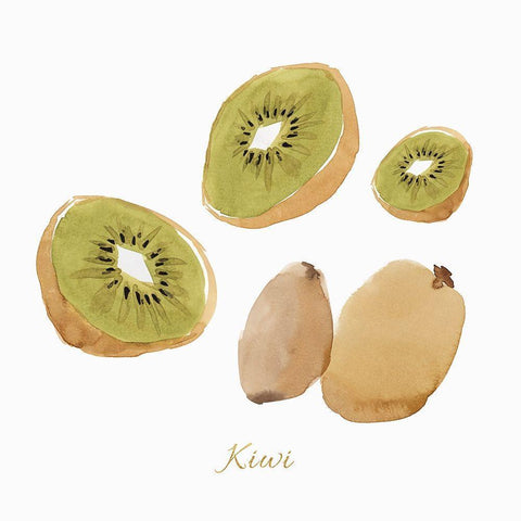 Kiwis  White Modern Wood Framed Art Print by Isabelle Z