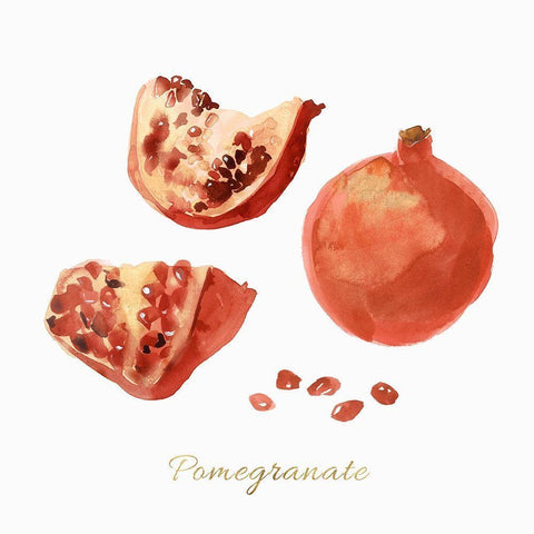 Pomegranate  Black Ornate Wood Framed Art Print with Double Matting by Isabelle Z