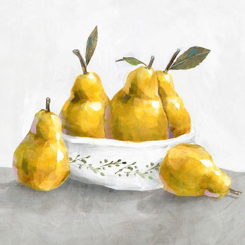 Pears White Modern Wood Framed Art Print with Double Matting by Isabelle Z