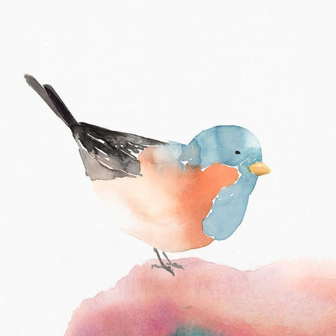 Birdie II Black Modern Wood Framed Art Print with Double Matting by Isabelle Z