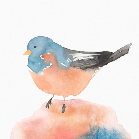 Birdie III White Modern Wood Framed Art Print by Isabelle Z