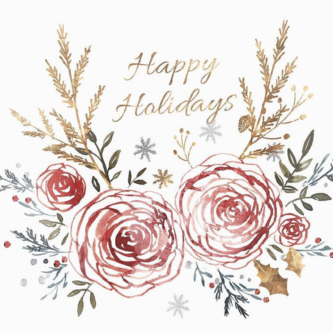 Happy Holiday  White Modern Wood Framed Art Print with Double Matting by Isabelle Z