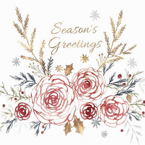 Seaons Greetings  Black Modern Wood Framed Art Print with Double Matting by Isabelle Z