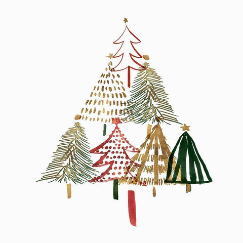 Pine Trees I  White Modern Wood Framed Art Print with Double Matting by Isabelle Z