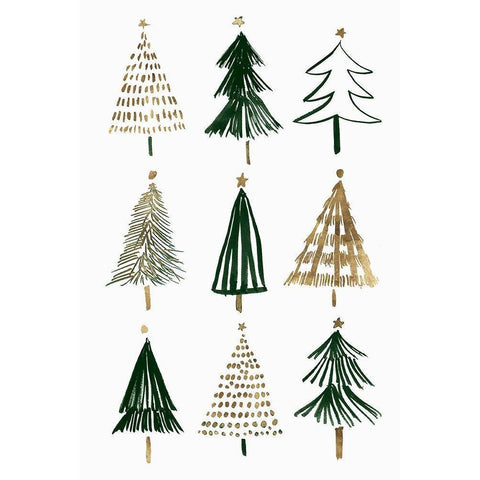 Evergreens I  White Modern Wood Framed Art Print by Isabelle Z