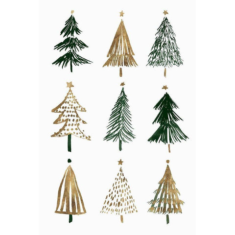 Evergreens II  White Modern Wood Framed Art Print by Isabelle Z