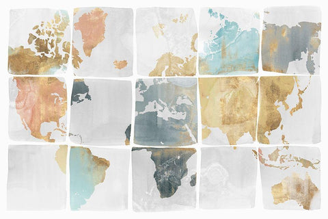 Tiled Map  White Modern Wood Framed Art Print with Double Matting by Isabelle Z