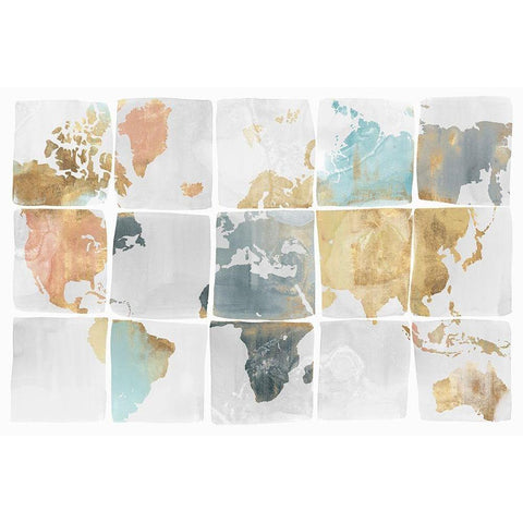 Tiled Map  White Modern Wood Framed Art Print by Isabelle Z