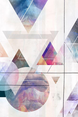 Kaleidescope Shapes II  White Modern Wood Framed Art Print with Double Matting by Isabelle Z