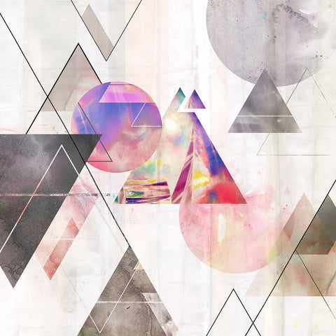 Holographic I  White Modern Wood Framed Art Print with Double Matting by Isabelle Z