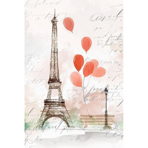 Balloons in Paris  White Modern Wood Framed Art Print by Isabelle Z