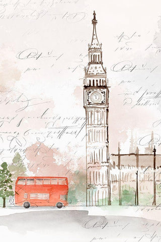Big Ben London Black Ornate Wood Framed Art Print with Double Matting by Isabelle Z