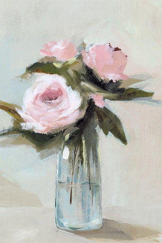 Peonies in a Vase I  Black Ornate Wood Framed Art Print with Double Matting by Isabelle Z
