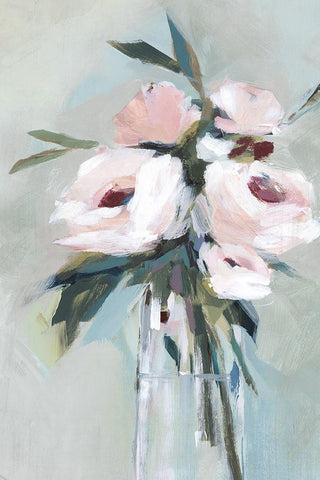 Peonies in a Vase II  Black Ornate Wood Framed Art Print with Double Matting by Isabelle Z