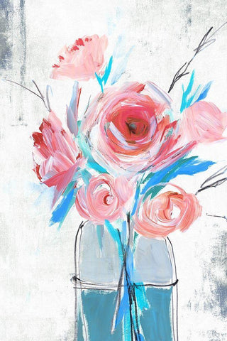 Blue Vase I  Black Ornate Wood Framed Art Print with Double Matting by Isabelle Z