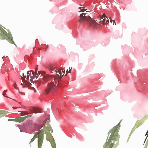 Crimson Blossoms II  Black Modern Wood Framed Art Print with Double Matting by Isabelle Z