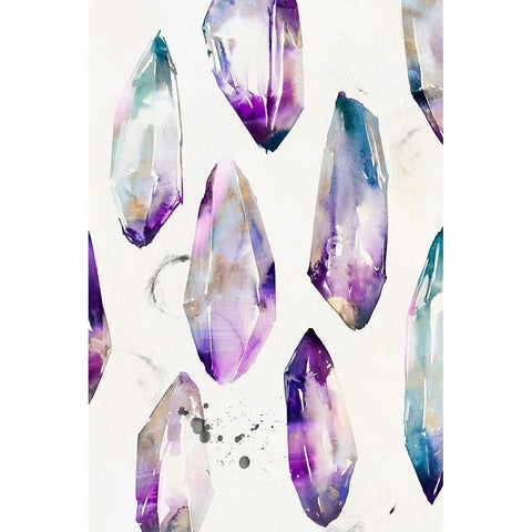 Purple Gemstones I  White Modern Wood Framed Art Print by Isabelle Z