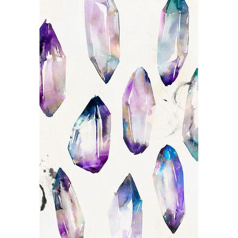 Purple Gemstones II  Black Modern Wood Framed Art Print with Double Matting by Isabelle Z
