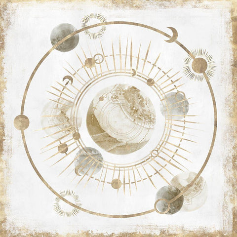 Golden Galaxy I  White Modern Wood Framed Art Print by Isabelle Z