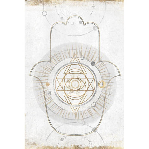 Gold Hamsa I  Black Modern Wood Framed Art Print with Double Matting by Isabelle Z