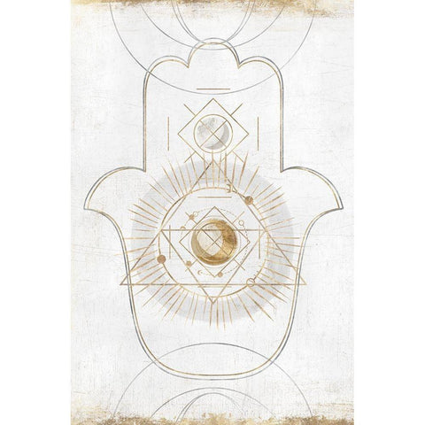 Gold Hamsa II  White Modern Wood Framed Art Print by Isabelle Z