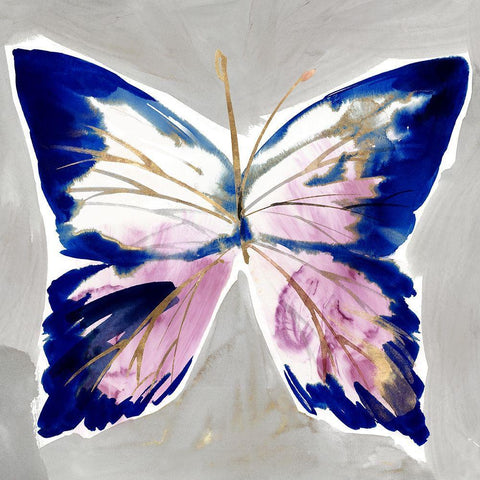 Fluttering I  Black Ornate Wood Framed Art Print with Double Matting by Isabelle Z