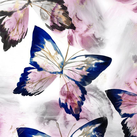 Fluttering III  Black Ornate Wood Framed Art Print with Double Matting by Isabelle Z
