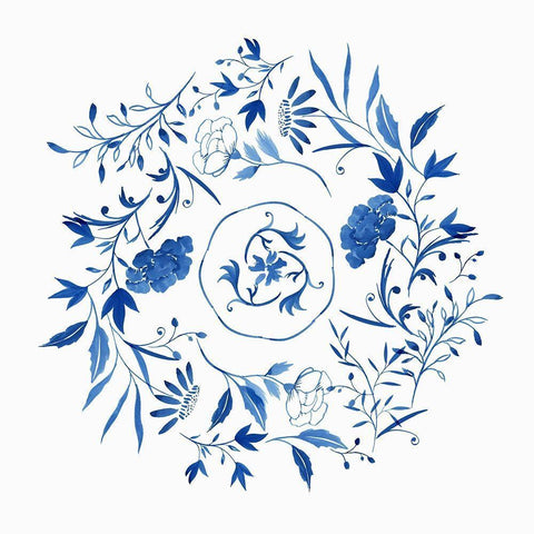 Indigo Halo I  White Modern Wood Framed Art Print with Double Matting by Isabelle Z