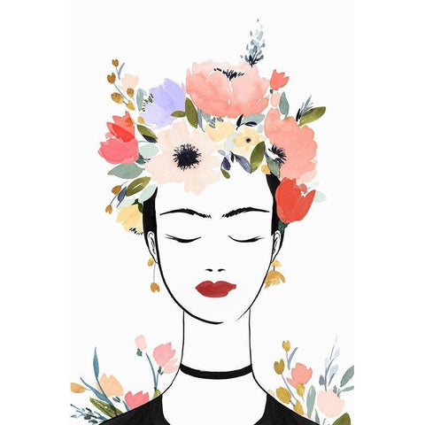 Flower Crown Frida I  Gold Ornate Wood Framed Art Print with Double Matting by Isabelle Z