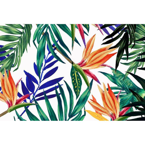 Tropical Foliage  Gold Ornate Wood Framed Art Print with Double Matting by Isabelle Z