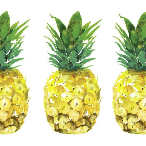 Triple Pineapples  White Modern Wood Framed Art Print with Double Matting by Isabelle Z