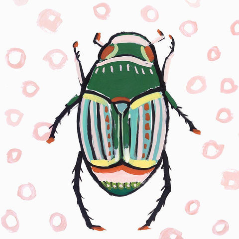 Emerald Beetle  White Modern Wood Framed Art Print by Isabelle Z