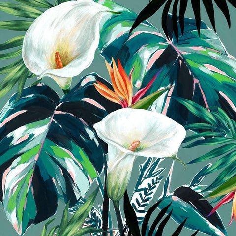 White Lily Paradise  Black Ornate Wood Framed Art Print with Double Matting by Isabelle Z