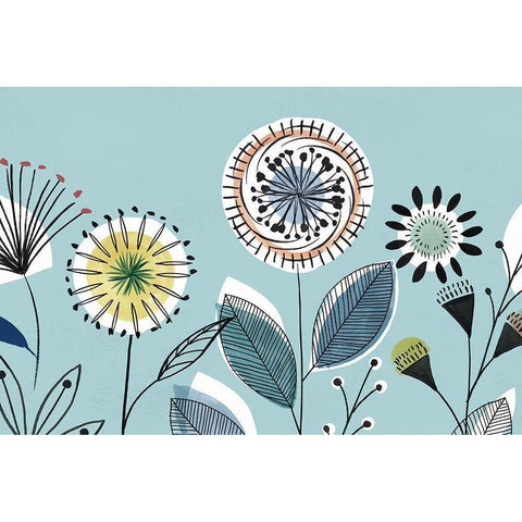 Scandi Florals I  Black Modern Wood Framed Art Print by Isabelle Z