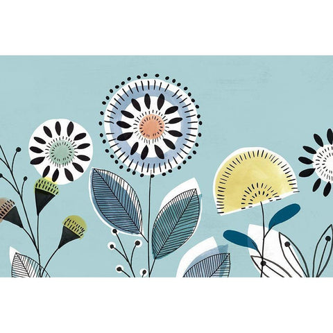Scandi Florals II  Black Modern Wood Framed Art Print by Isabelle Z