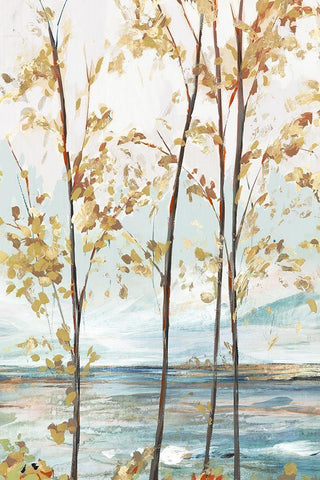 Sage Tree Forest I White Modern Wood Framed Art Print with Double Matting by Isabelle Z