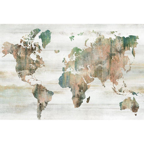 Map of the World  Gold Ornate Wood Framed Art Print with Double Matting by Isabelle Z