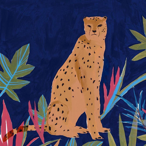 Cheetah II  White Modern Wood Framed Art Print with Double Matting by Isabelle Z